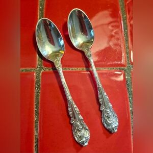 Wallace Sterling Silver "Sir Christopher" Set Of 2 Demitasse Spoons 4 1/8" 1936